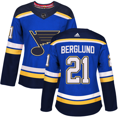 Adidas St.Louis Blues #21 Patrik Berglund Blue Home Authentic Women Stitched NHL Jersey->women nhl jersey->Women Jersey